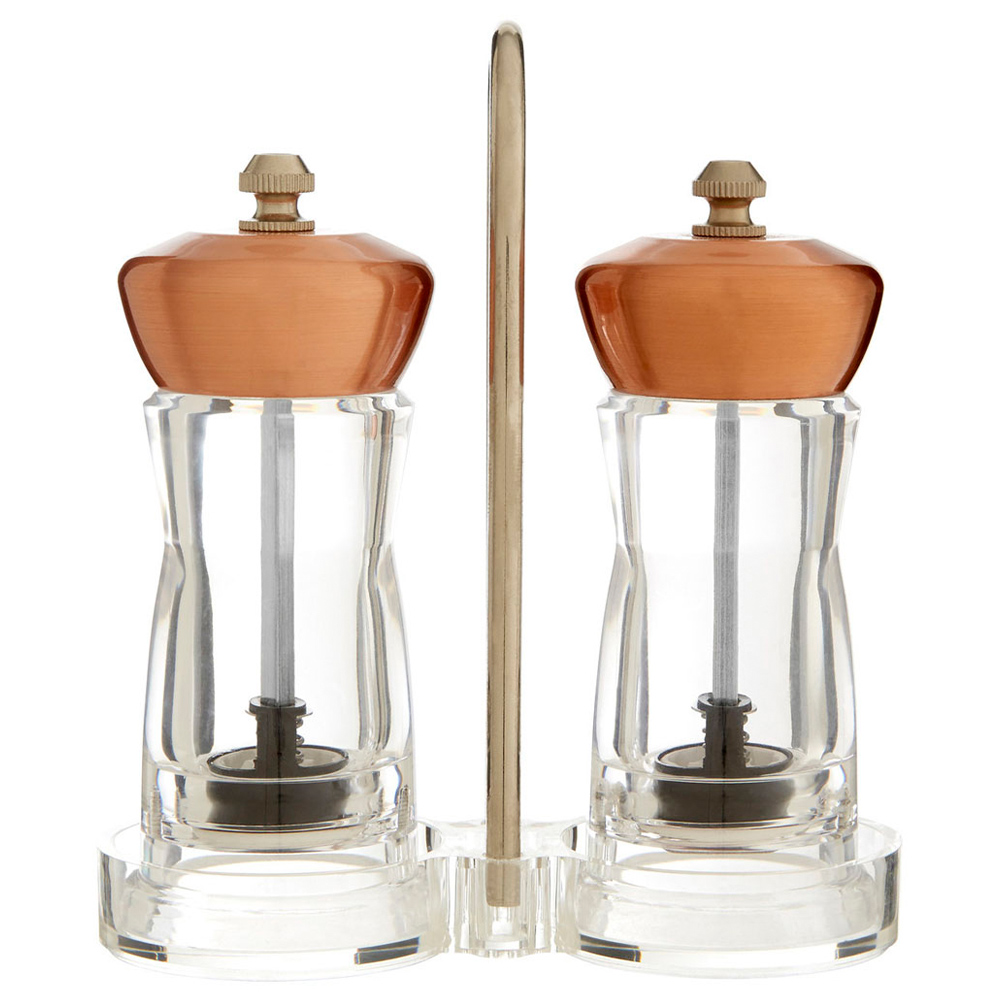 Premier Housewares Salt Pepper Copper Mill Set with Stand Wilko