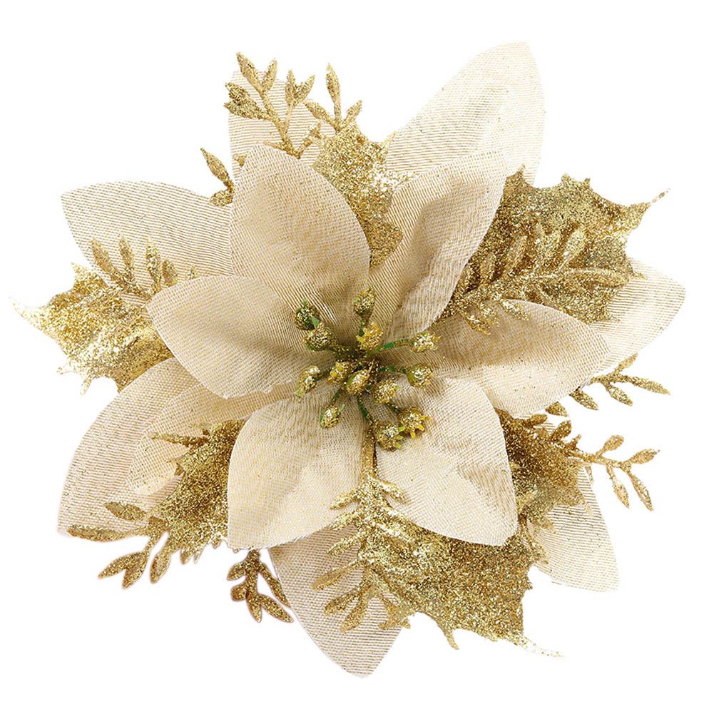 Living and Home Gold Artificial Christmas Tree Flowers 24 Pack Wilko