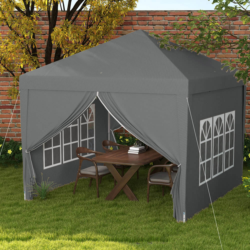 Outsunny 3 x 3m Grey Pop Up Gazebo with Windows Wilko