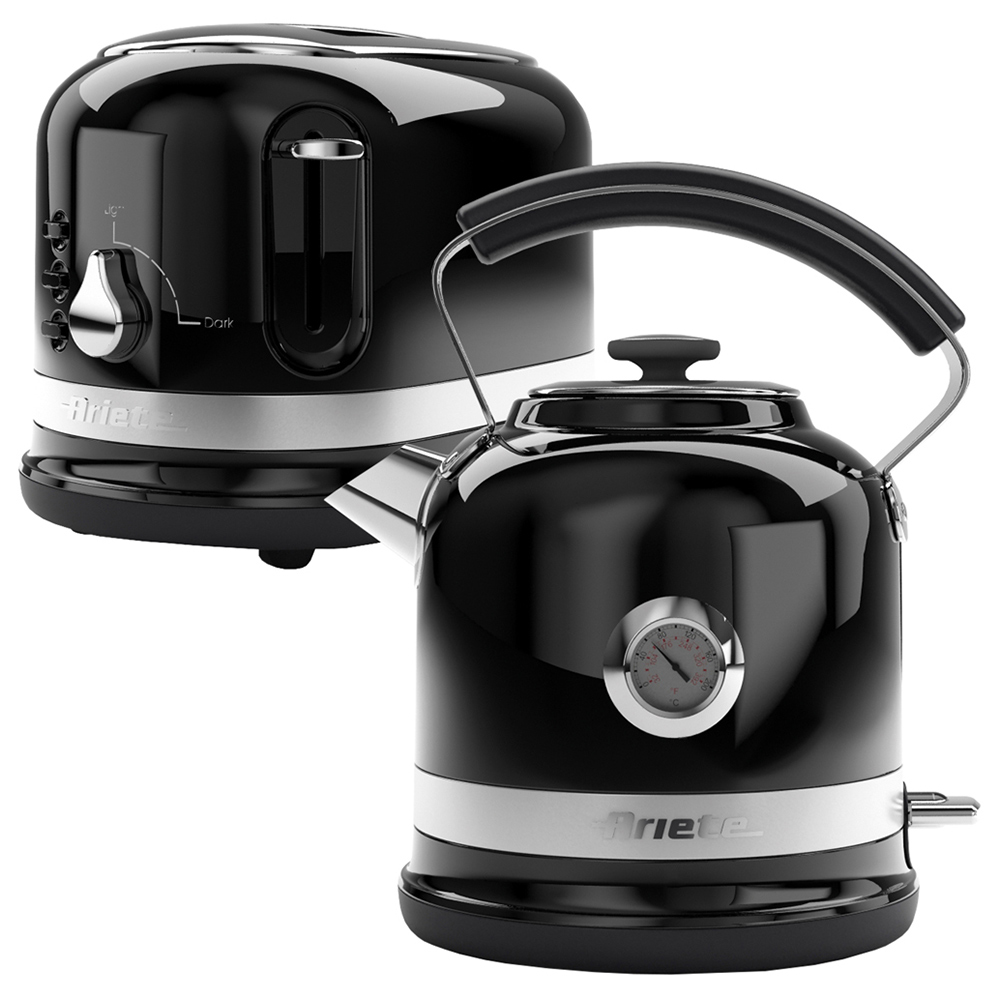 Ariete ARPK31 Moderna Black Kettle and 2 Slice Toaster Set Wilko