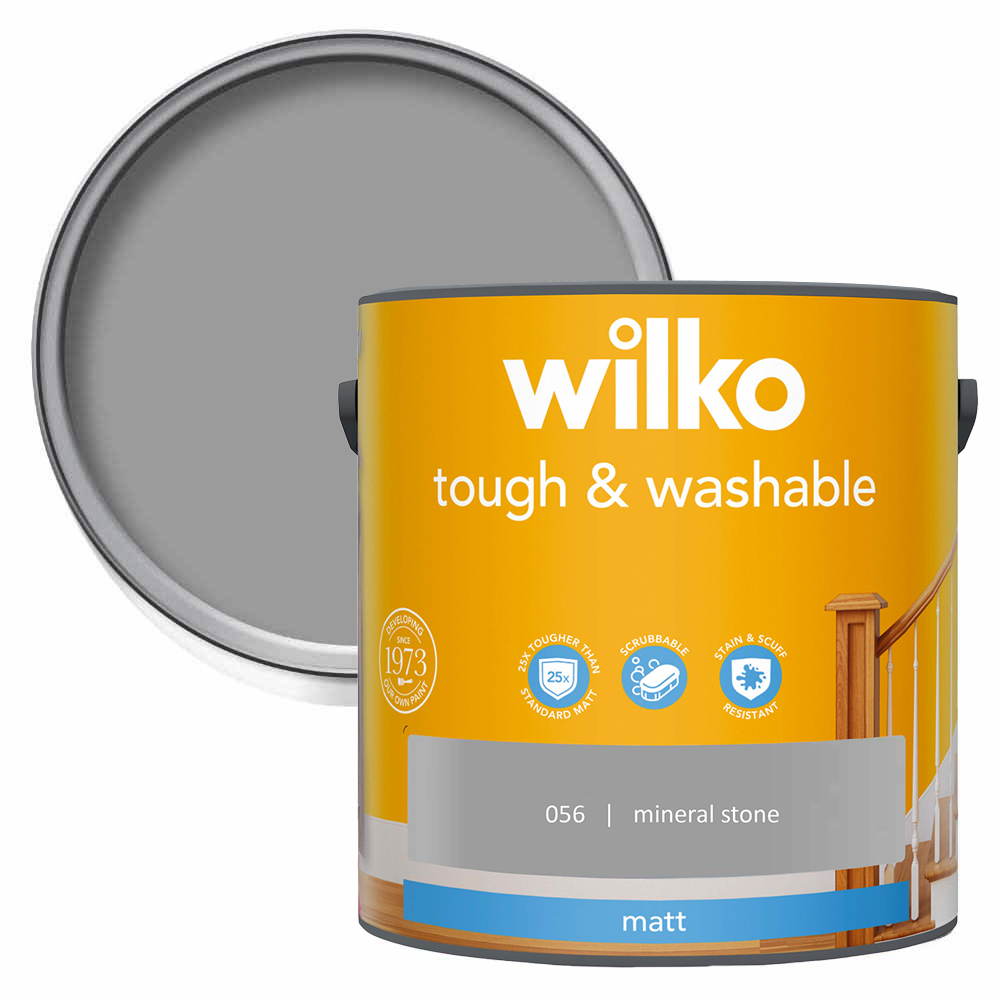 Wilko Tough & Washable Mineral Stone Matt Emulsion Paint 2.5L Wilko