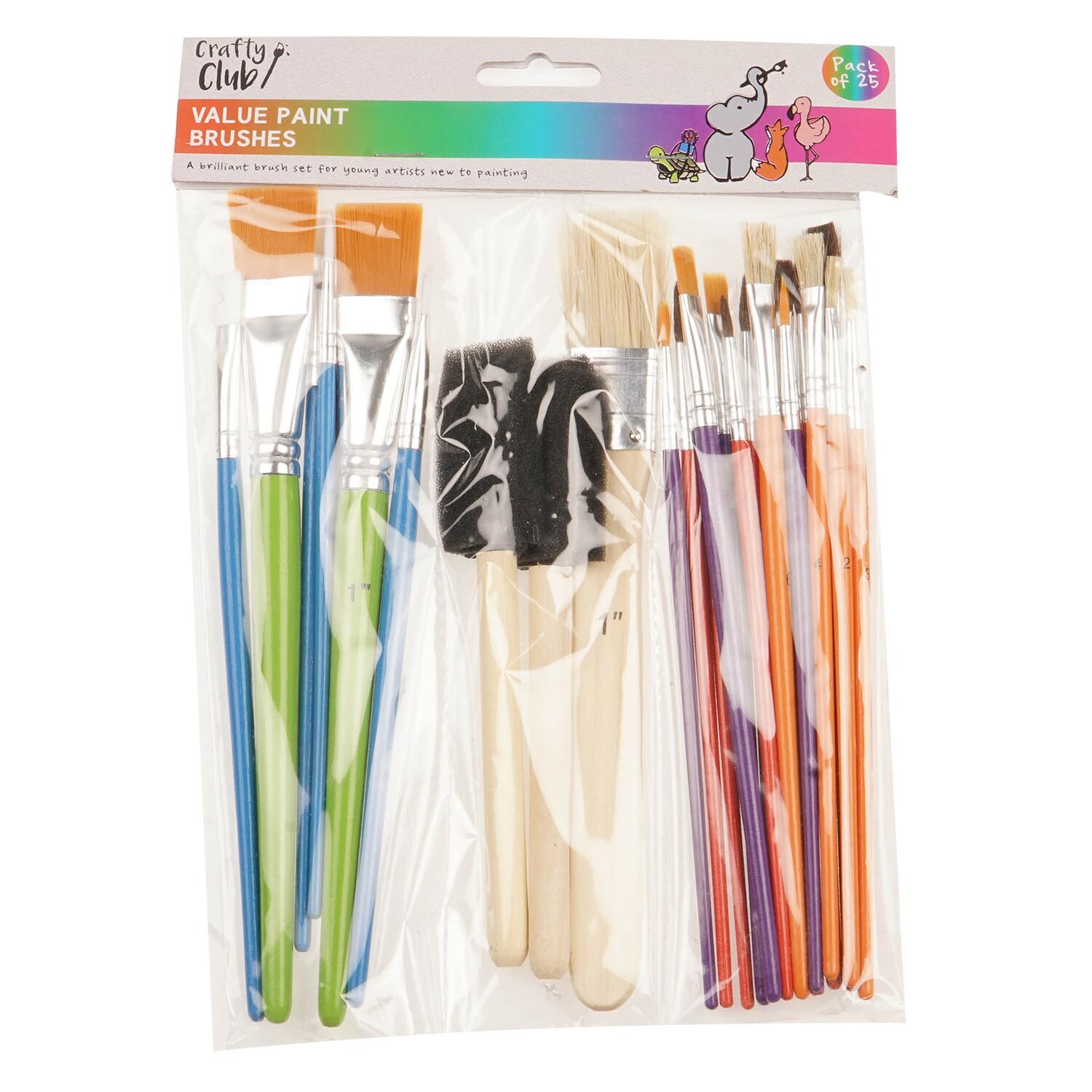 Pack of 25 Crafty Club Value Paint Brushes Wilko
