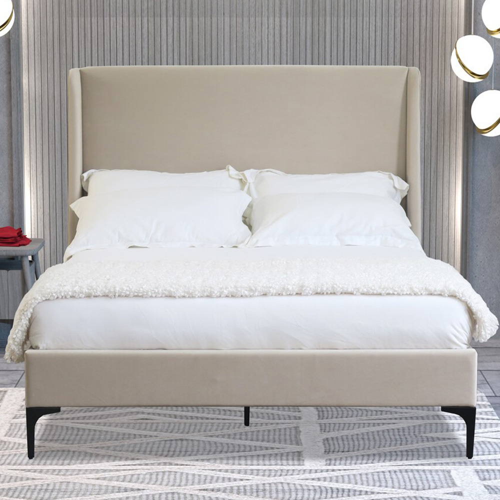 Lauren King Size Cream Fabric Bed Wilko