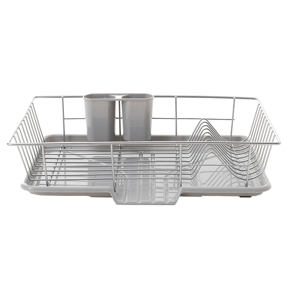 Living And Home WH0758 Silver Metal Dish Rack With Removable Tray Wilko