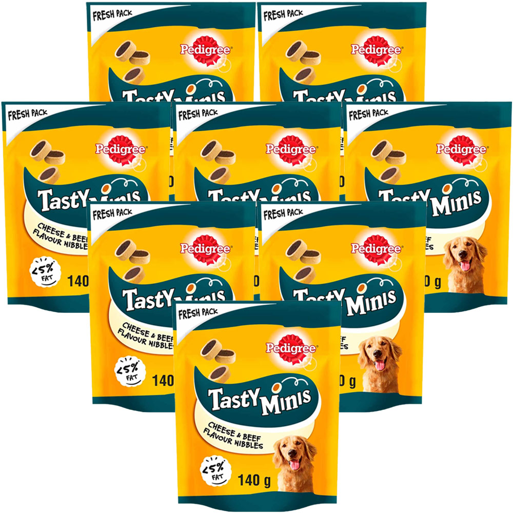 Pedigree Tasty Minis Dog Treats with Cheese and Beef Case of 8 x 140g Wilko
