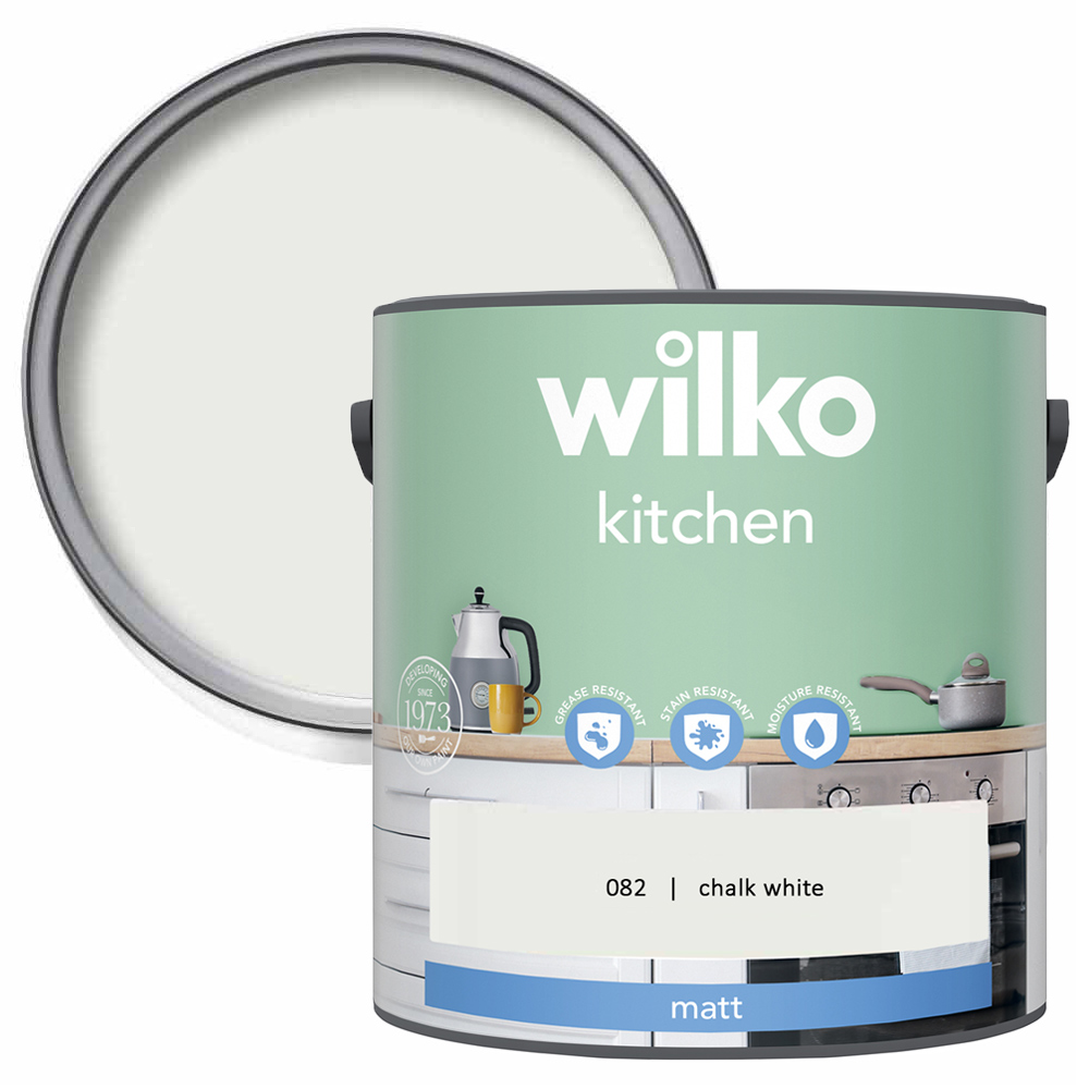 Wilko Kitchen Chalk White Matt Emulsion Paint 2.5L Wilko