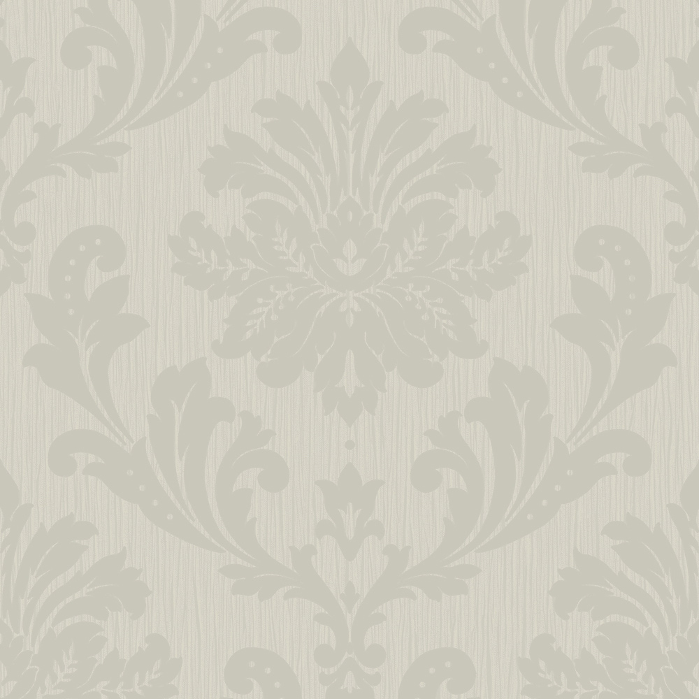 Grandeco Grey and Gold Louisa Damask Metallic and Glitter Textured
