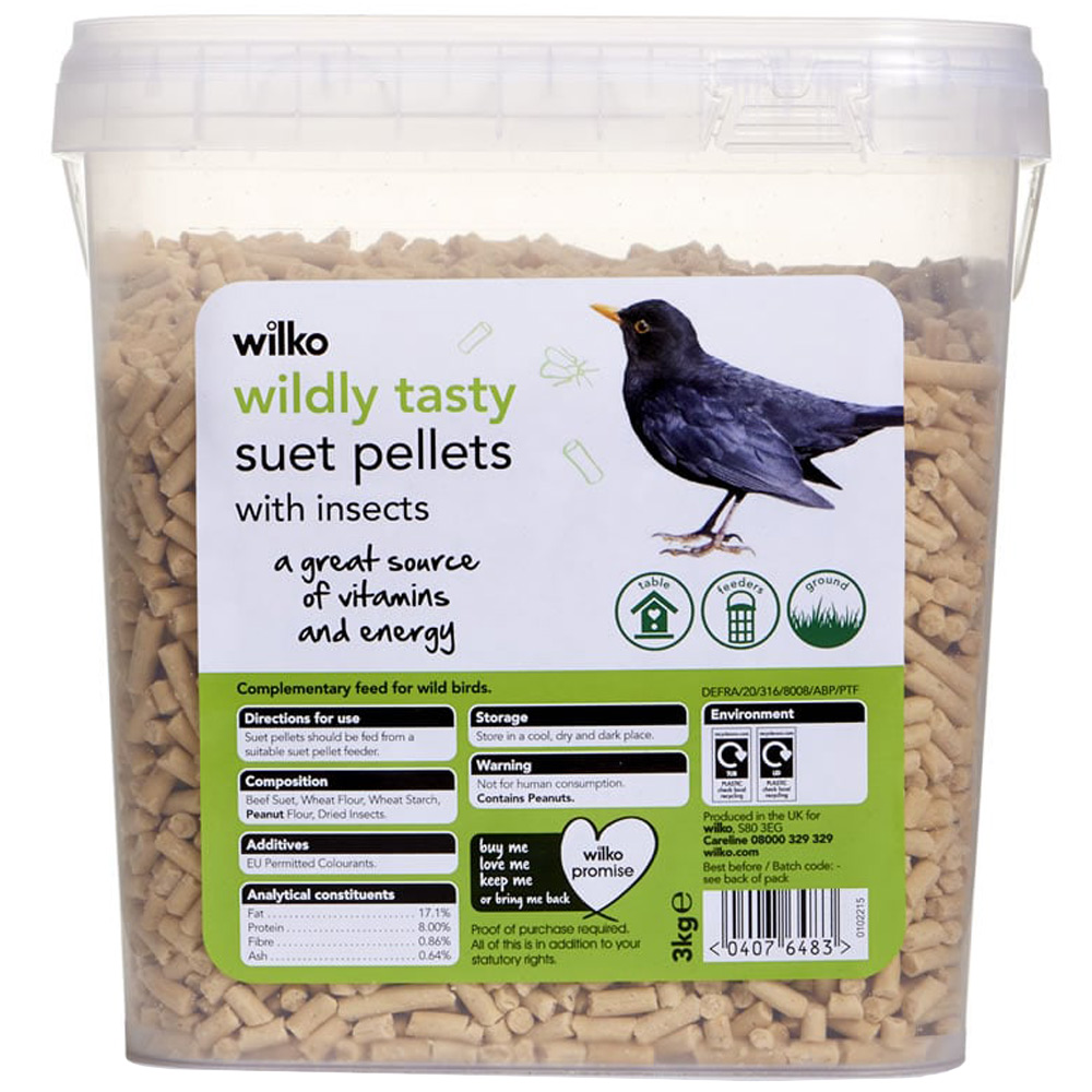 Wilko Wild Bird Suet Pellets with Insects 3kg Wilko