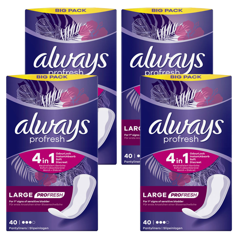 Always Dailies Large Panty Liners 40 Pack Case of 4 Wilko