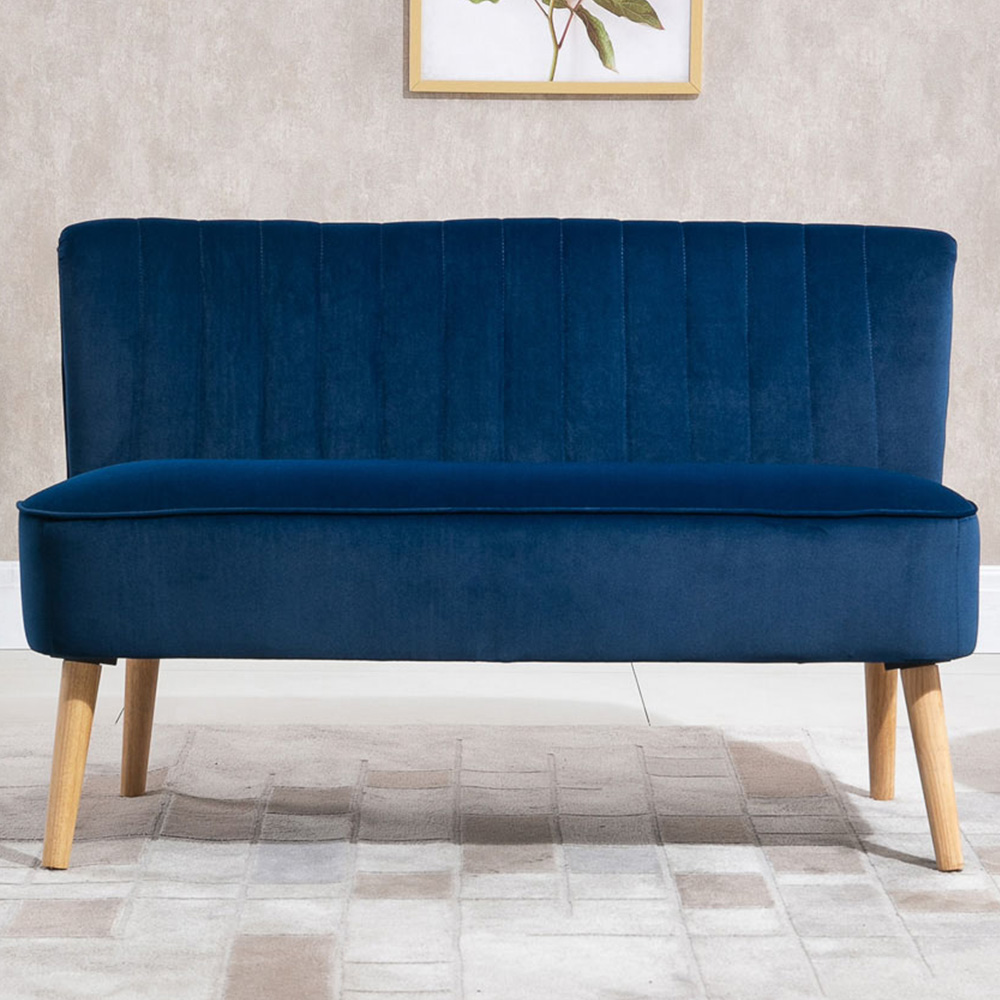 Portland 2 Seater Blue Velvet Dining Sofa Bench | Wilko