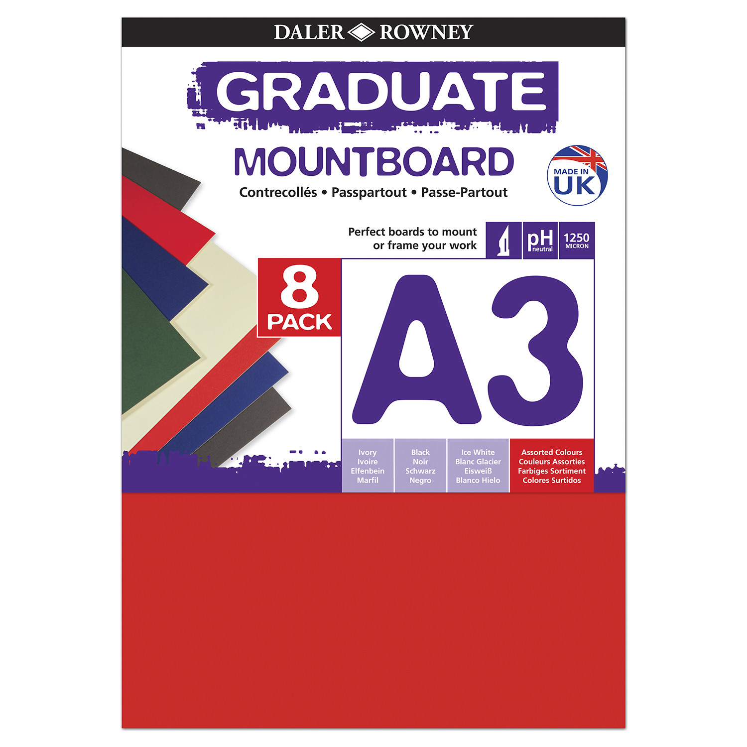 Pack of Eight A3 Graduate Mountboard Assorted Wilko
