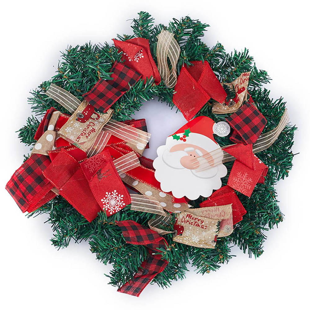 Living and Home Christmas Wreath with Santa Face 38cm | Wilko