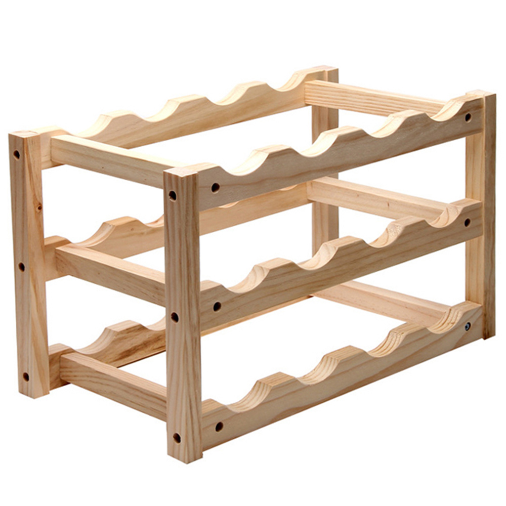 Living and Home 12 Bottles Foldable Wood Wine Racks Wilko