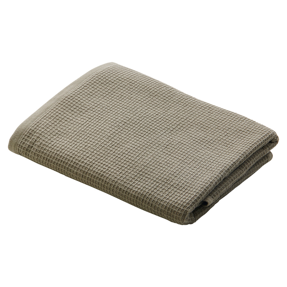 Wilko Waffle Textured Cotton Olive Bath Towel Wilko