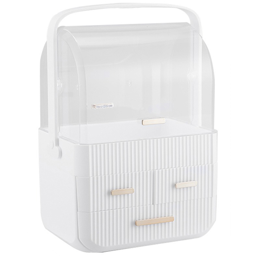 Living and Home 3 Drawer White Desktop Cosmetic Storage Organizer Wilko