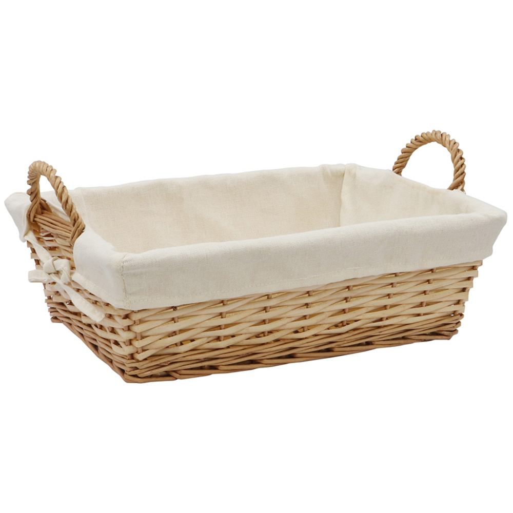 JVL Acacia Honey Rectangular Willow Storage Basket with Lining 10L Wilko