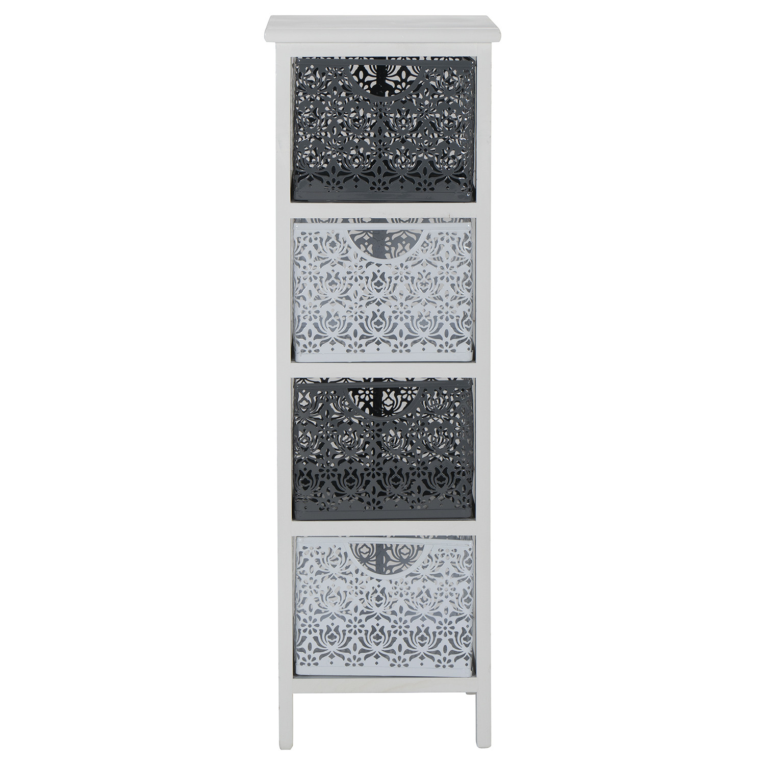 Lacey 4 Drawer Grey and White Storage Tower Wilko
