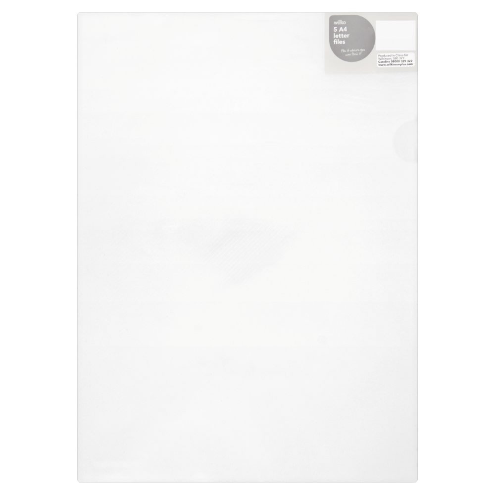 Wilko A4 Clear Envelope Folders 5 pack Wilko
