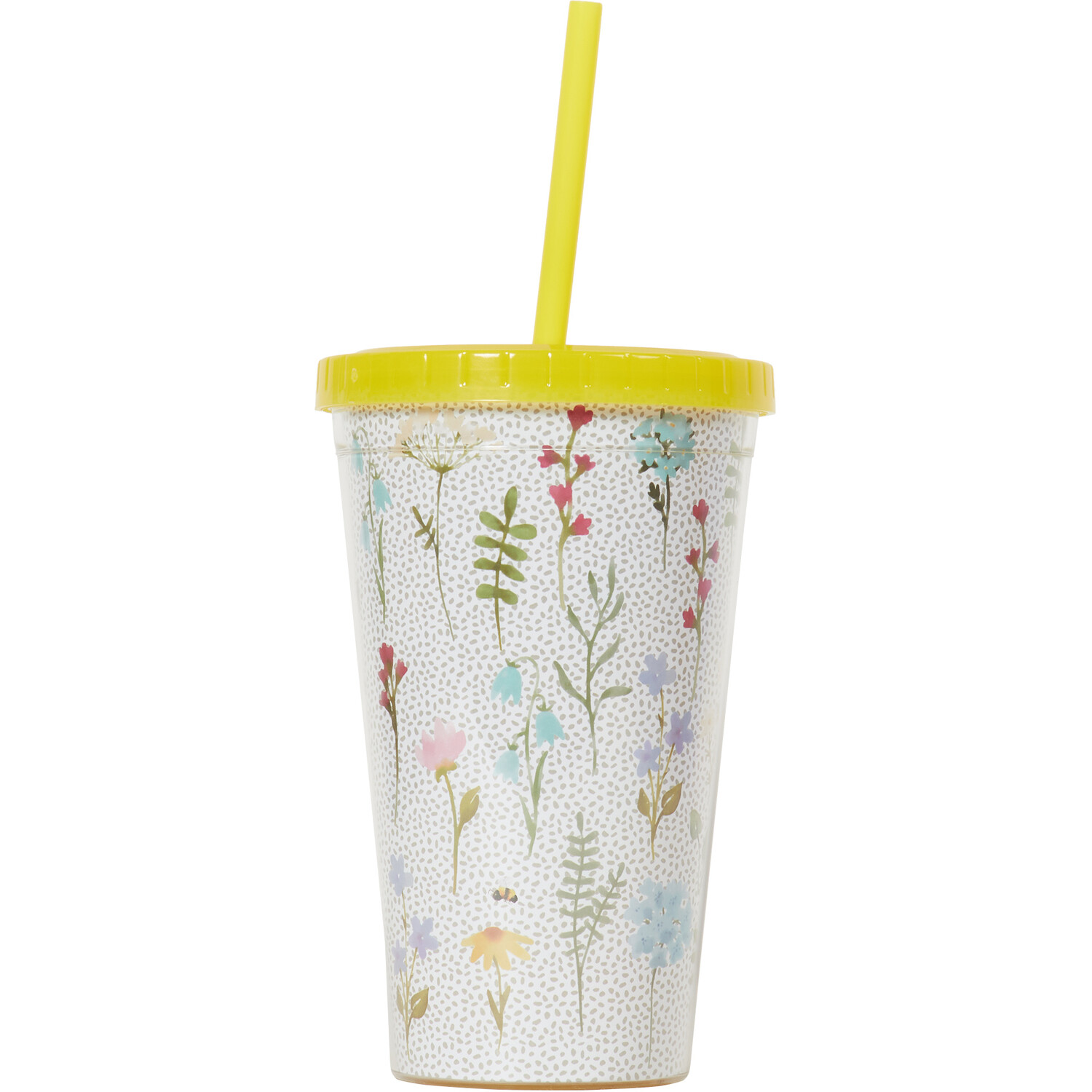 Flower Market Tumbler with Straw White Wilko