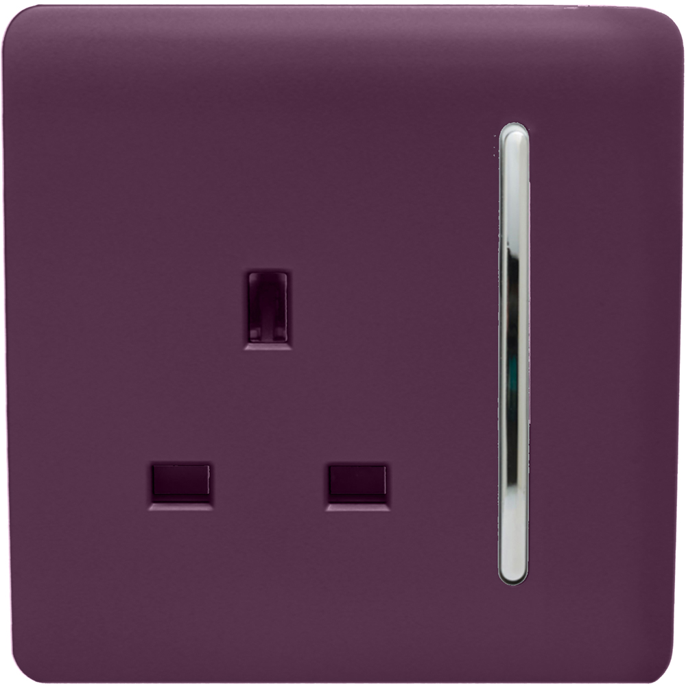 Trendi Switch 1 Gang 13amp Plum Purple Switched Plug Socket Wilko