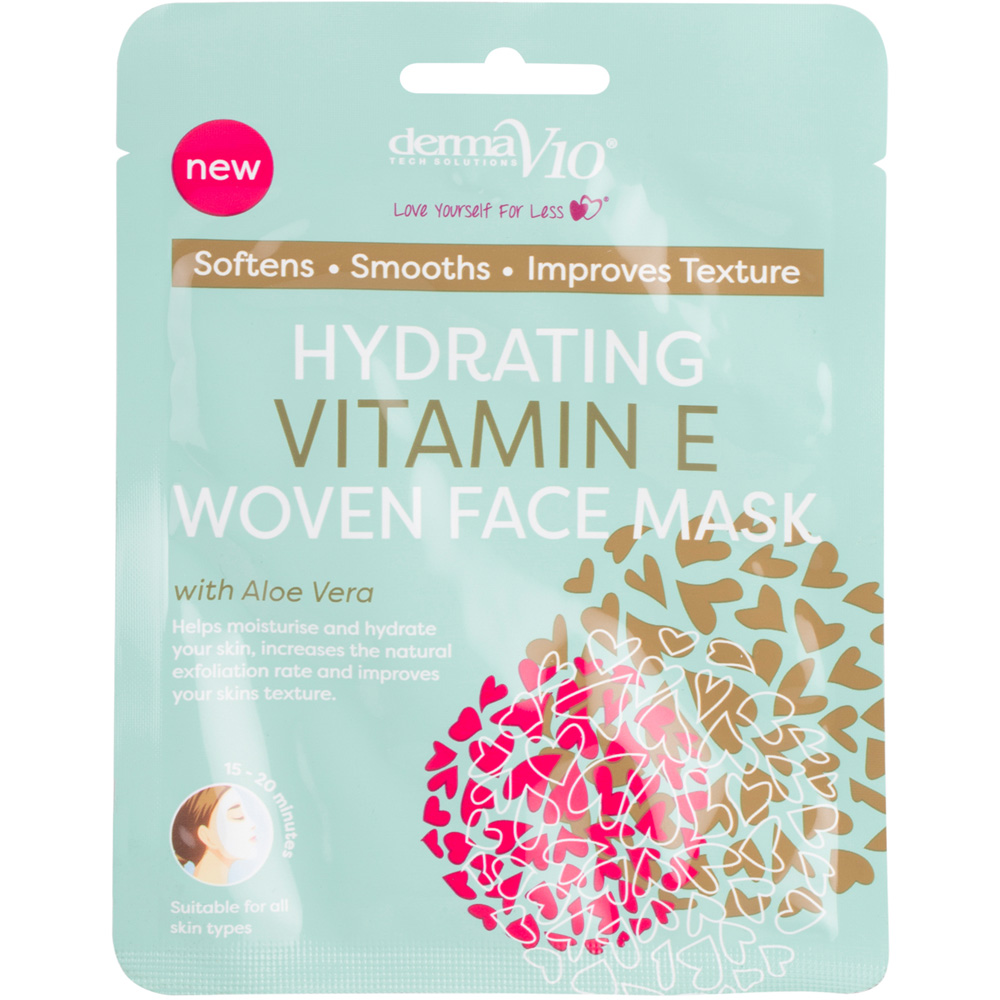 DermaV10 Hydrating Vitamin E Woven Face Mask Wilko