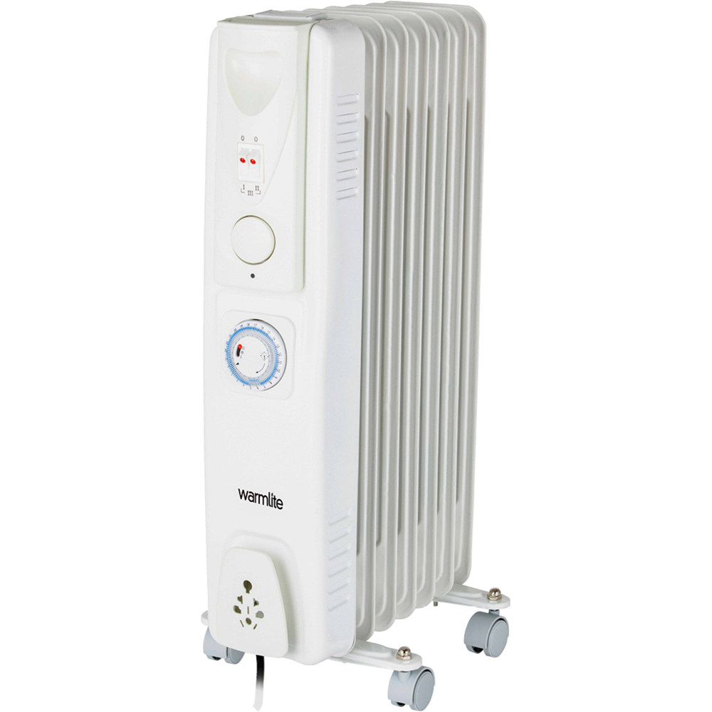 Wrmastyle Radiators Warmlite 7 Fin White Oil Filled Radiator with Timer and Castor Wheels ...