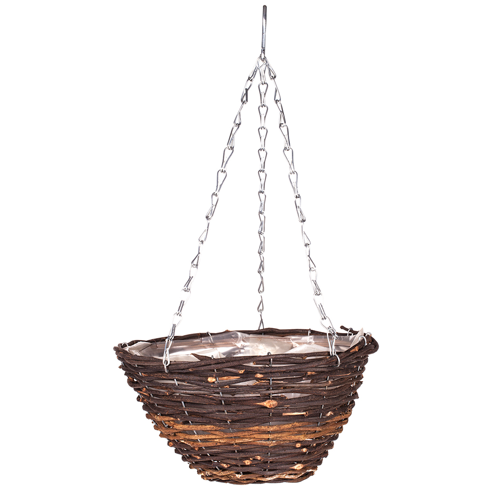 My Garden Black Rattan Round Hanging Basket Wilko