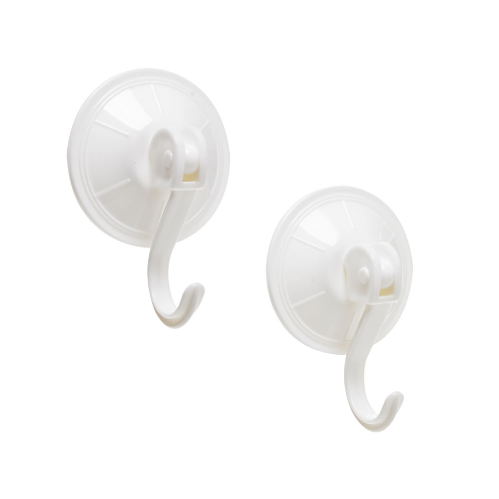 Wilko Medium White Suction Hooks 2 pack Wilko