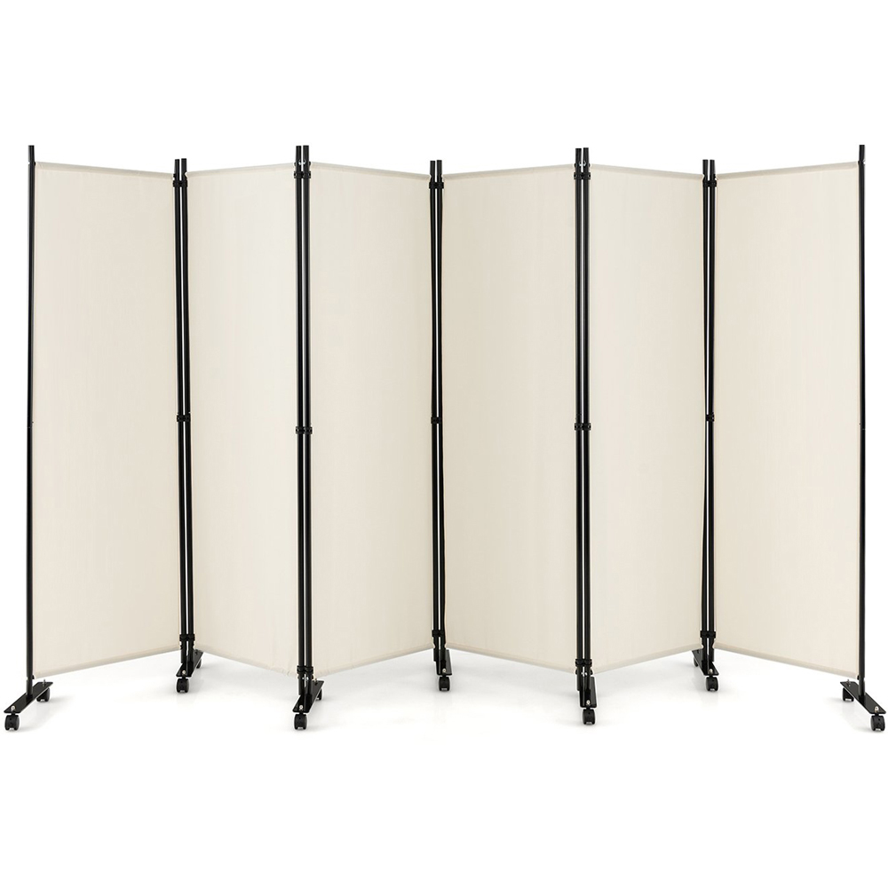 Costway 6 Panel White Room Divider on Wheels | Wilko