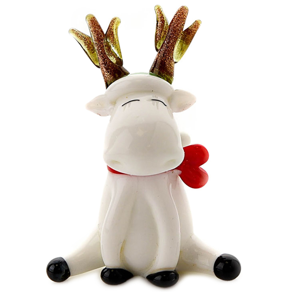 The Christmas Gift Co White Sitting Reindeer Figurine Wilko
