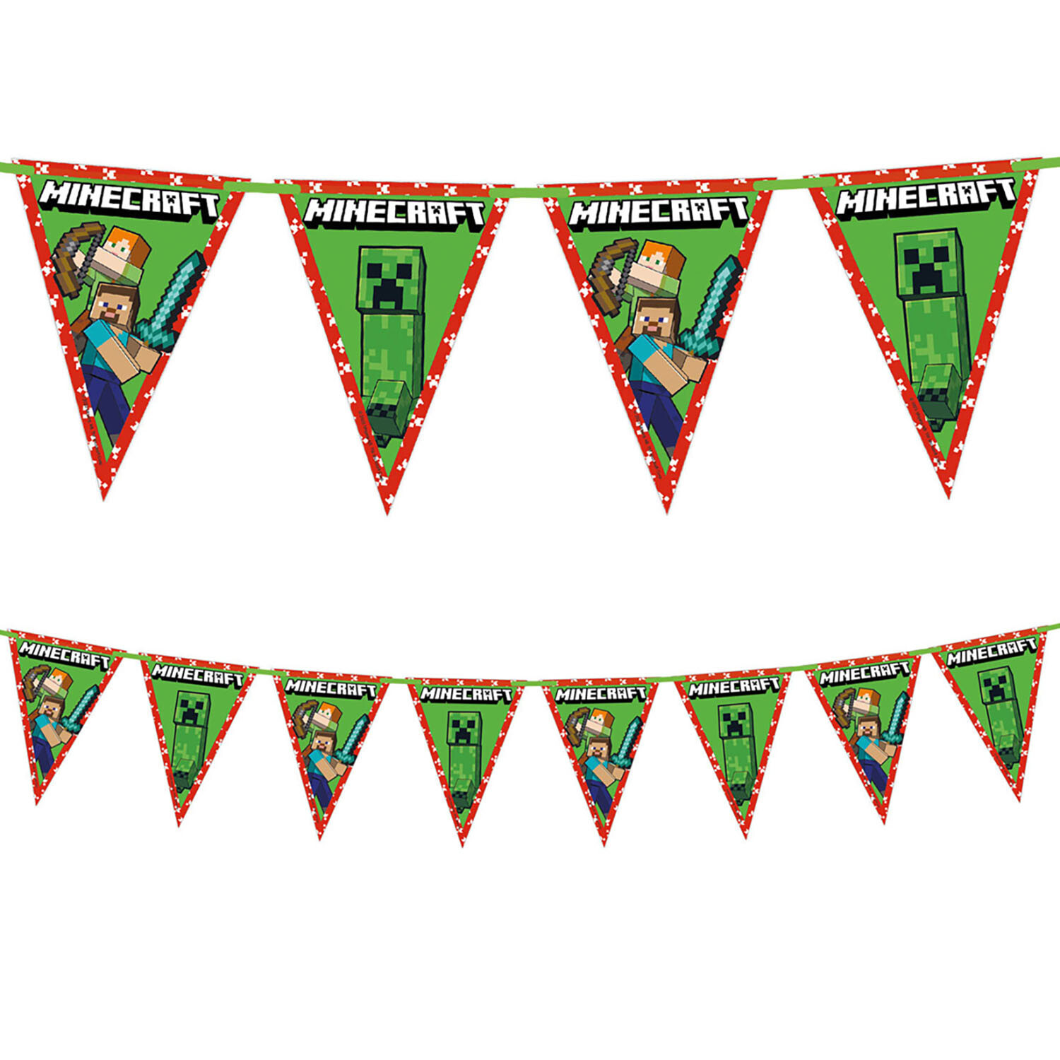 Minecraft Triangle Flag Banner Paper - Green | Wilko