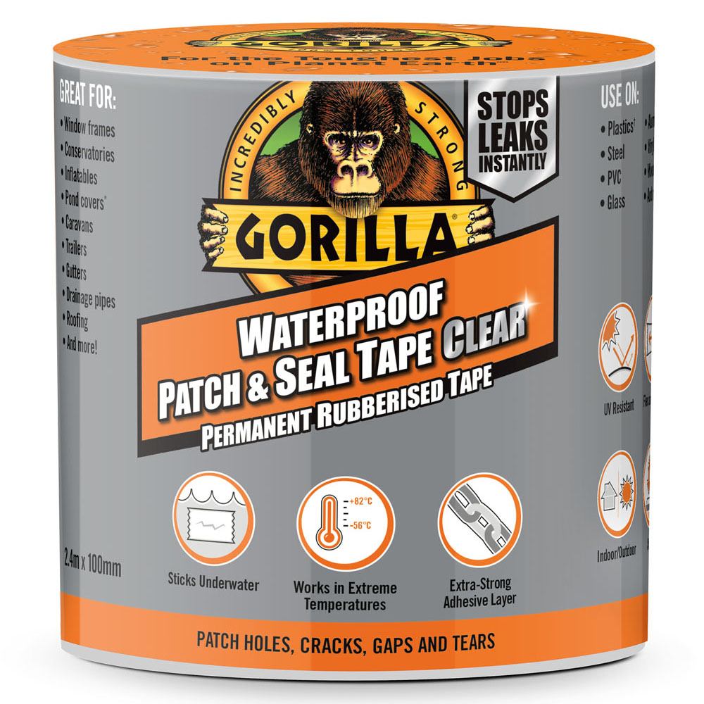 Gorilla Waterproof Patch and Seal Tape Clear 2.4m Wilko