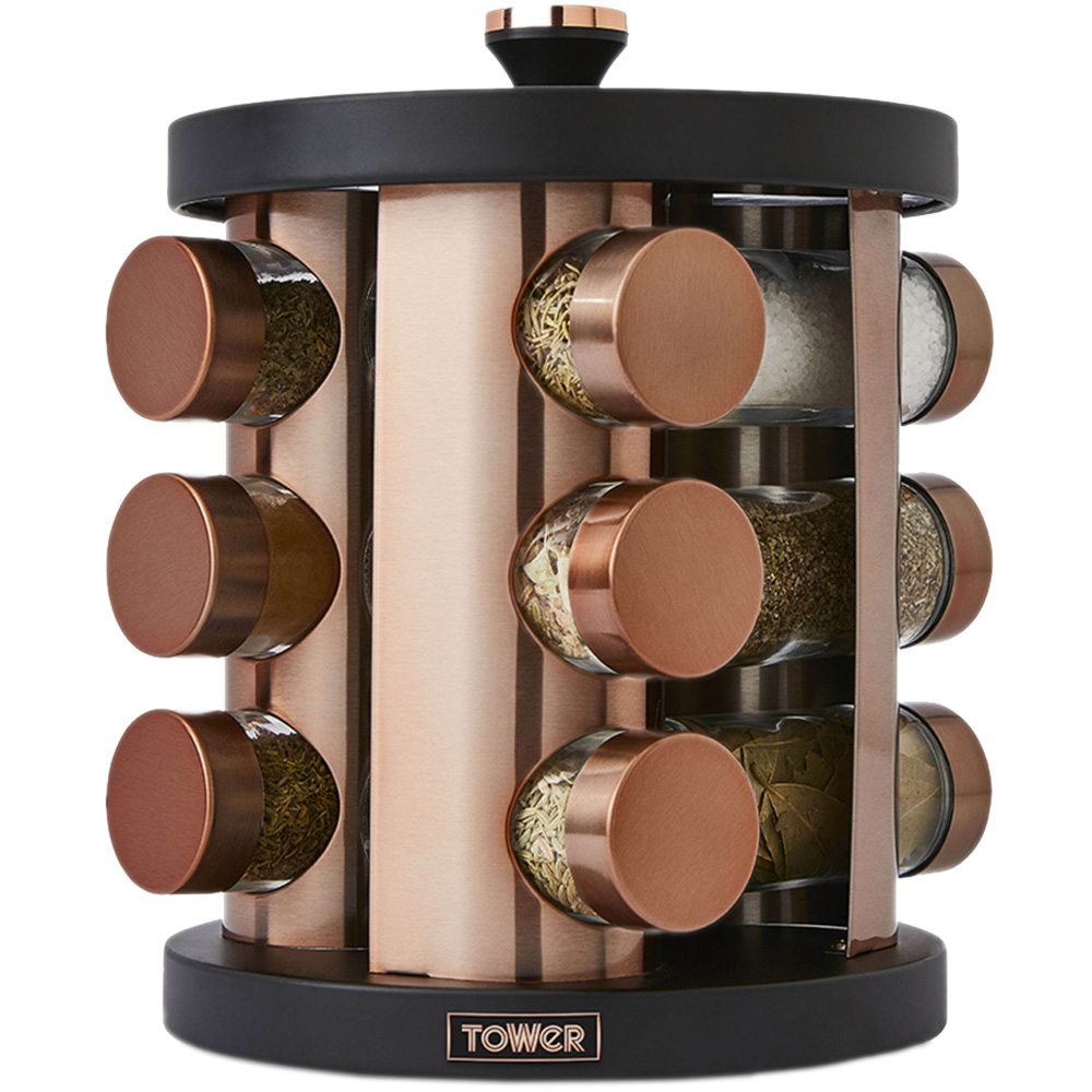 Tower Cavaletto Black 12 Jars Rotating Spice Rack Wilko