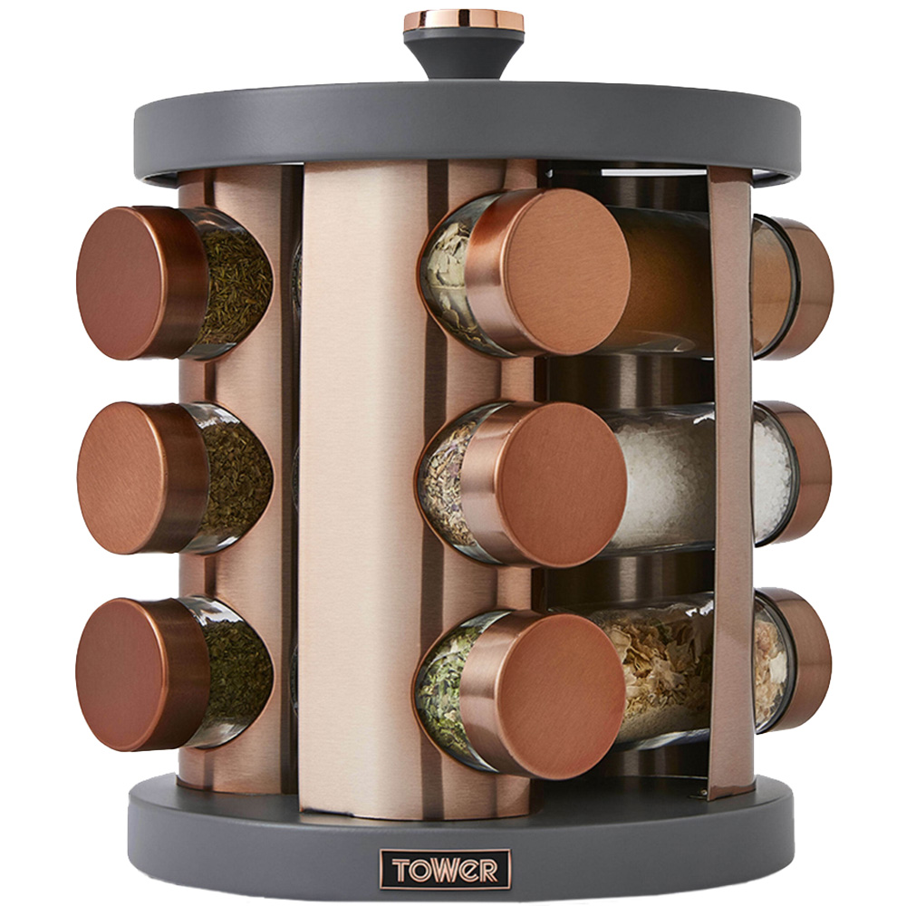 Tower Cavaletto Grey 12 Jars Rotating Spice Rack Wilko