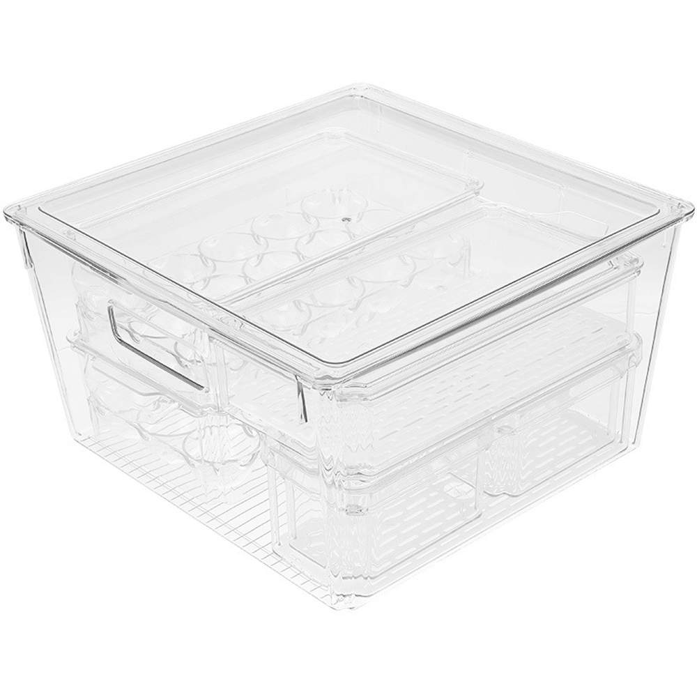 Living and Home Clear Stackable Fridge Organiser Storage Box Set with ...