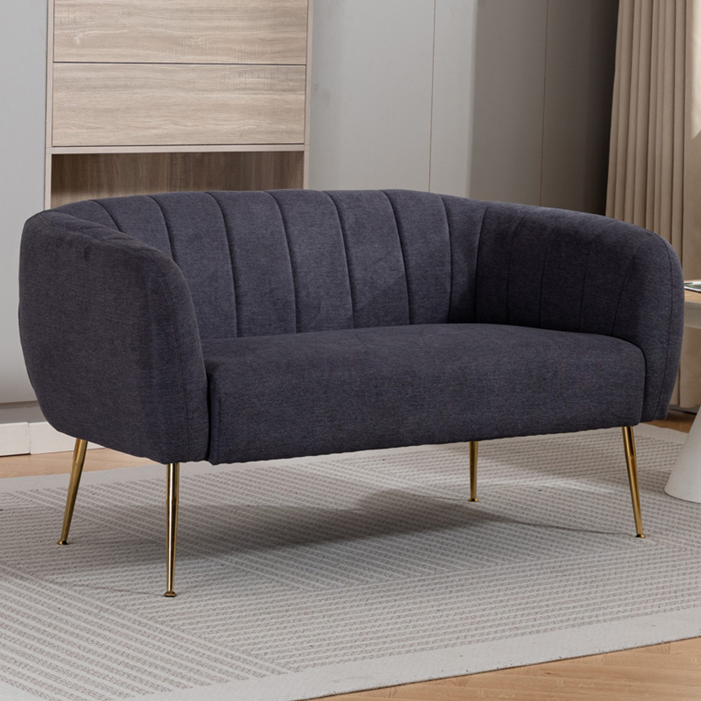 Artemis Home Stanton 2 Seater Charcoal Grey Fabric Shell Accent Sofa ...