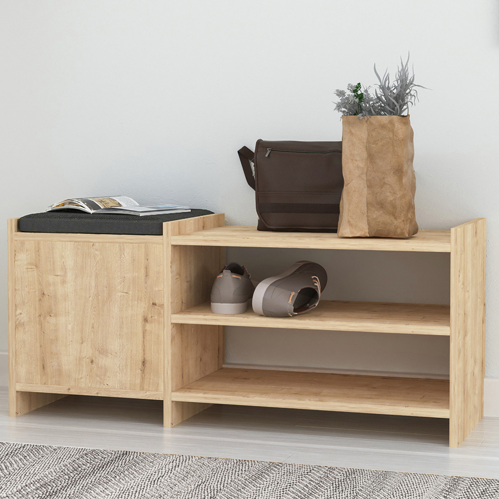 GFW Munslow Oak Shoe Storage Bench | Wilko
