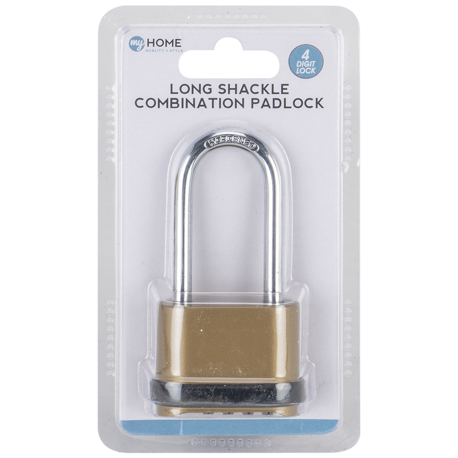 My Home 4 Digit Long Shackle Combination Padlock Wilko