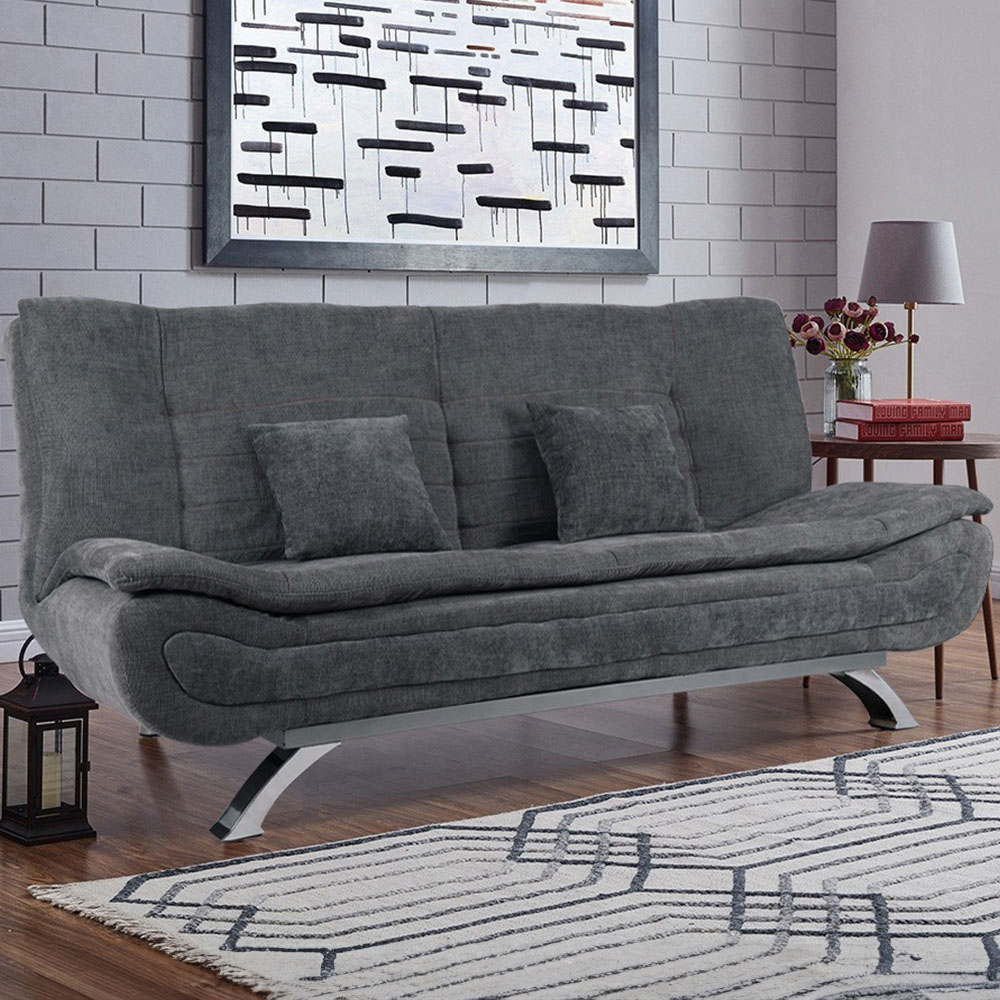 Living and Home 2 Seater Grey Linen Fabric Sofa Bed | Wilko