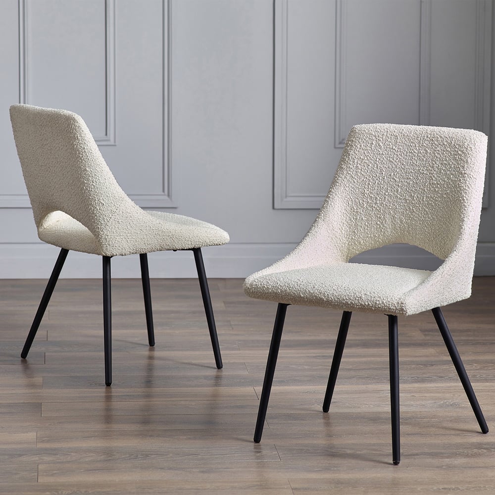 Julian Bowen Ivory Iris Boucle Dining Chairs Set of 2 Wilko