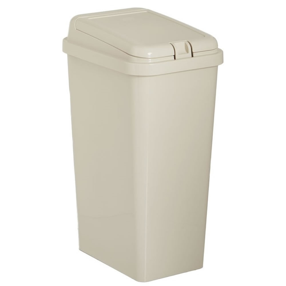 Wilko Rectangular 45L Cream Touch Top Bin Wilko