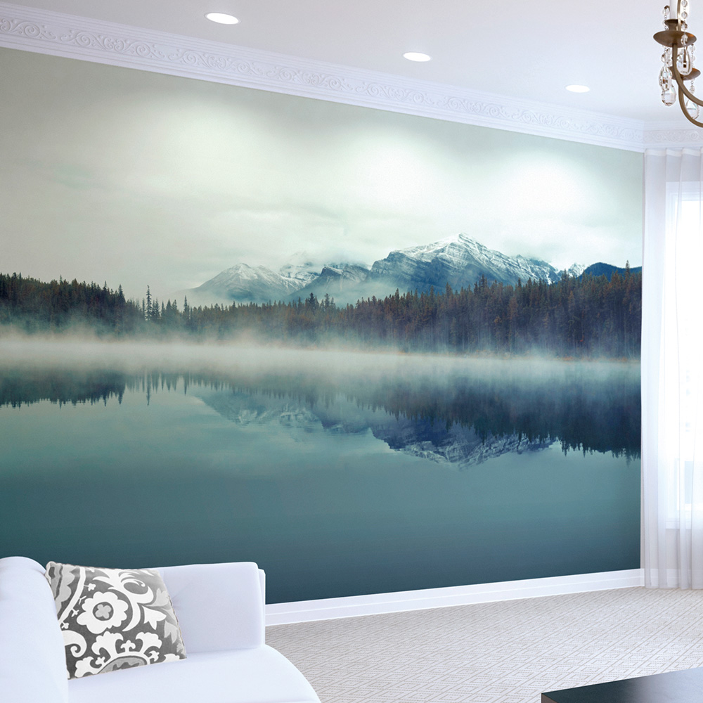 Origin Murals Misty Mountain Lake Blue Wall Mural | Wilko