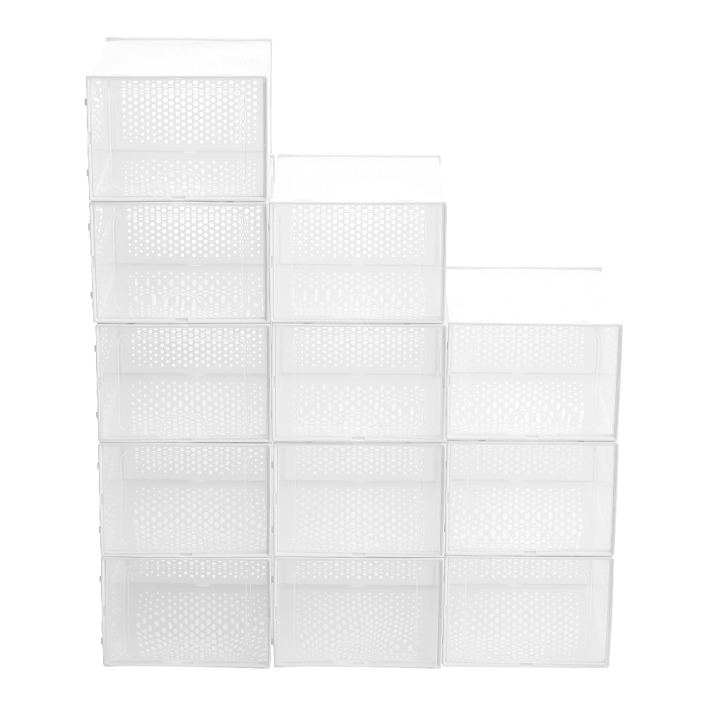 Living and Home 12 Pack White Stackable Shoe Storage Boxes 16.5 x 26 x ...