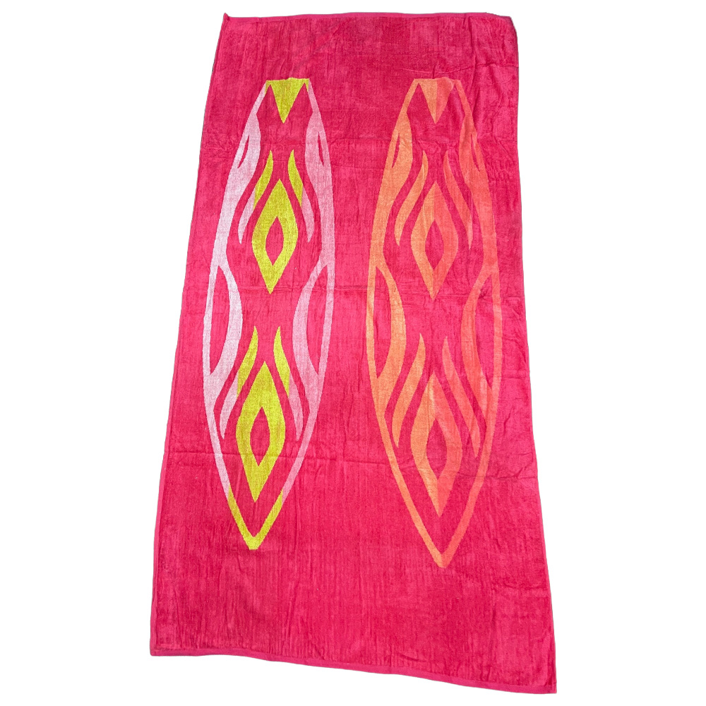Eco Tex Recycled Cotton Pink Surfboard Extra Large Beach Towel Wilko