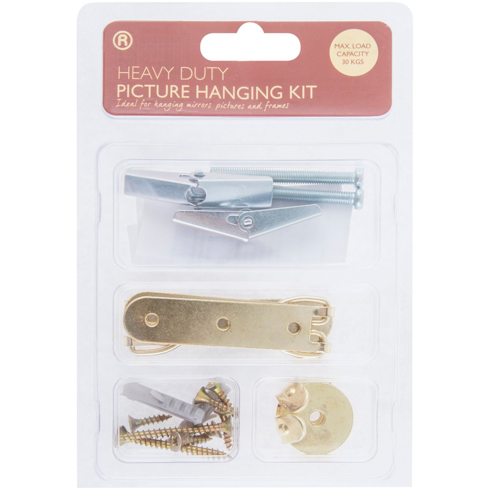 IKON Heavy Duty Bild-Aufhänge-Set – Für Bis Zu 23 Kg, Inkl. Halteriemen, Haken & Dübel, Für Massive & Gipswände