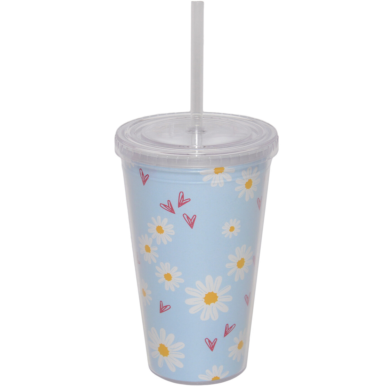 Daisy Daze Tumbler with Straw Blue Wilko