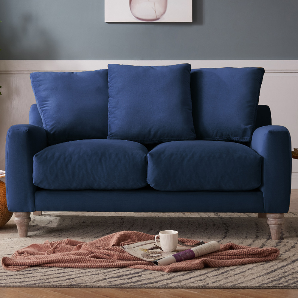 Home Detail Covent 2 Seater Navy Blue Velvet Sofa | Wilko