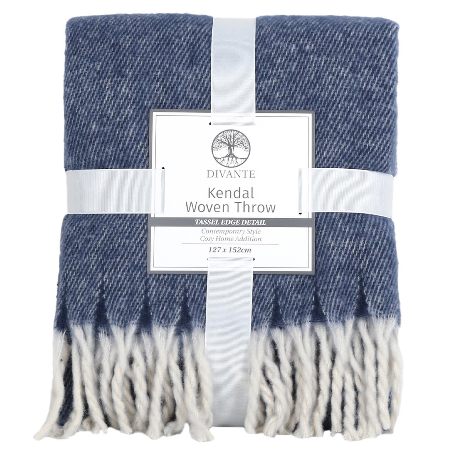 Divante Kendal Navy Woven Throw 127 x 152cm Wilko