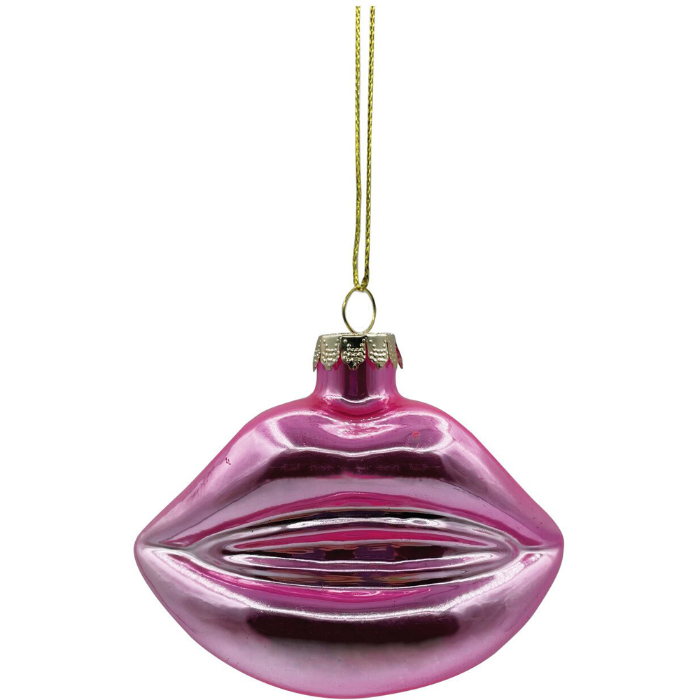 Hanging Glass Lips - Pink | Wilko