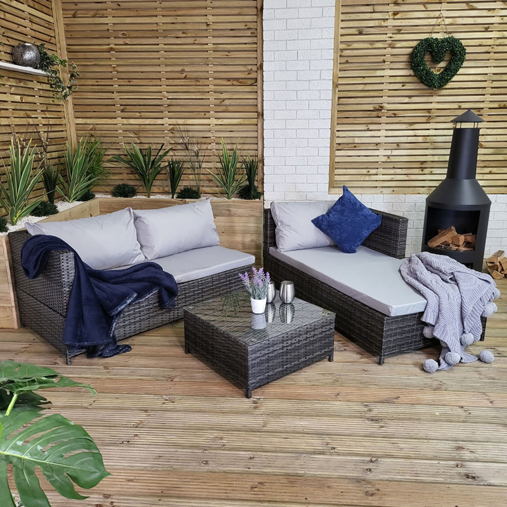 Sam W Rattan Samuel Alexander 4 Seater Brown Rattan Chair Garden Sofa Set | Wilko